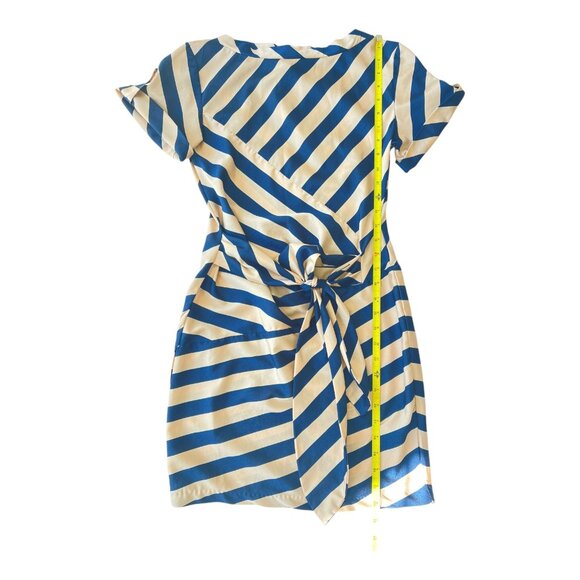 Size 2 100% Silk Diane Von Furstenburg Striped Leron Dress Short sleeves - Picture 7 of 13